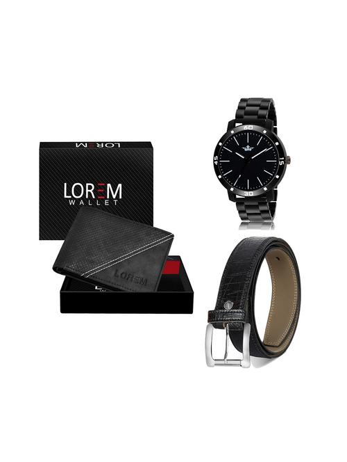 belt, wallet & watch leatherette gift combo - 19245718 - Very Small Image - 1