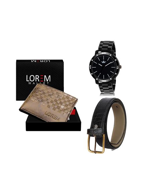 belt, wallet & watch leatherette gift combo - 19245725 - Very Small Image - 1