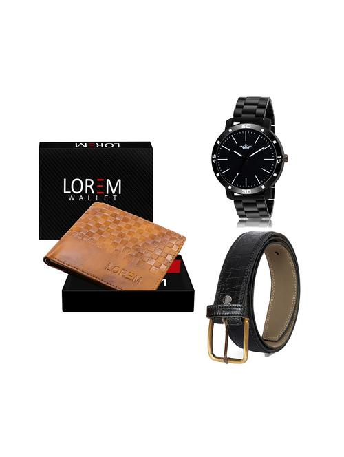 belt, wallet & watch leatherette gift combo - 19245731 - Very Small Image - 1