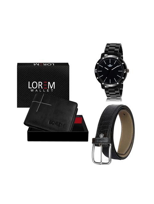 belt, wallet & watch leatherette gift combo - 19245750 - Very Small Image - 1