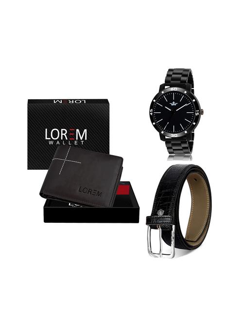 belt, wallet & watch leatherette gift combo - 19245757 - Very Small Image - 1