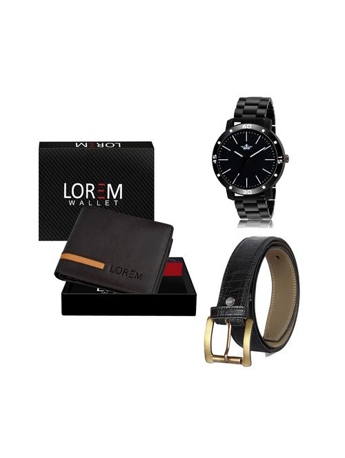 belt, wallet & watch leatherette gift combo - 19245765 - Very Small Image - 1