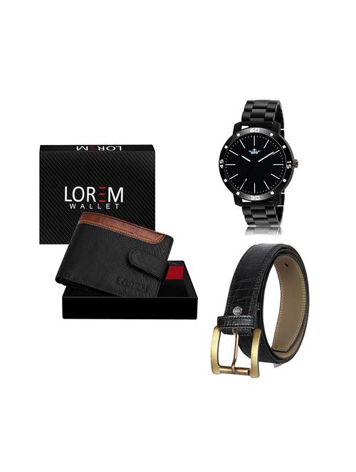 belt, wallet & watch leatherette gift combo - 19245777 - Very Small Image - 1