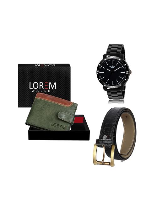 belt, wallet & watch leatherette gift combo - 19245783 - Very Small Image - 1