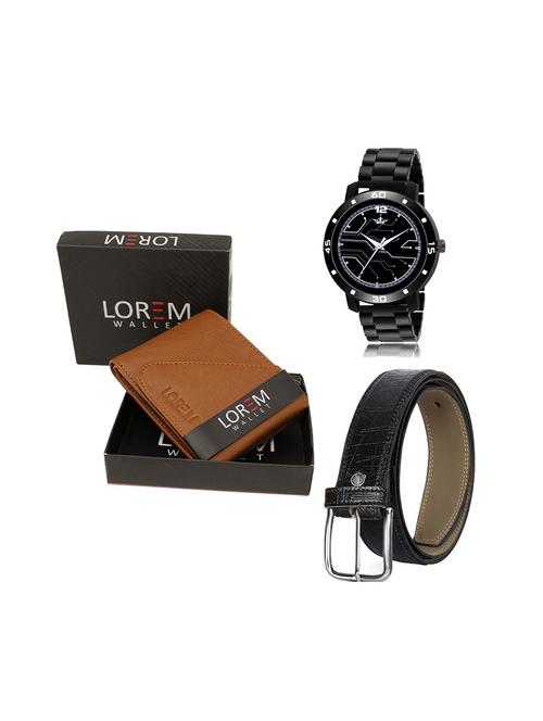 belt, wallet & watch leatherette gift combo - 19245792 - Very Small Image - 1