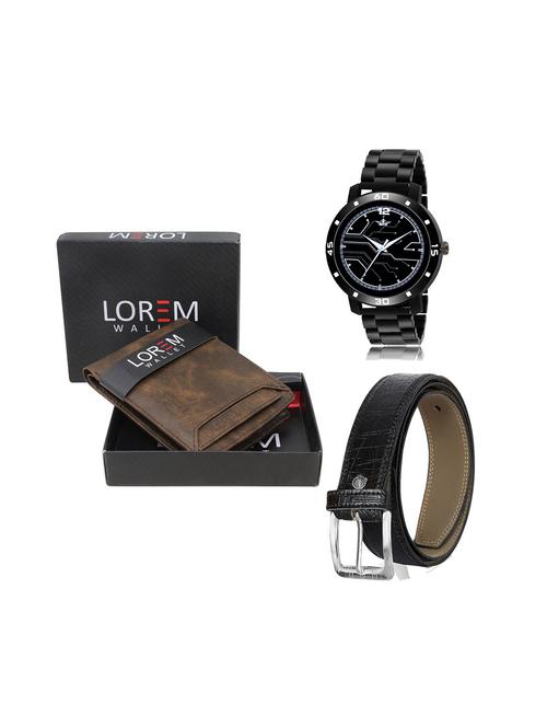 belt, wallet & watch leatherette gift combo - 19245812 - Very Small Image - 1