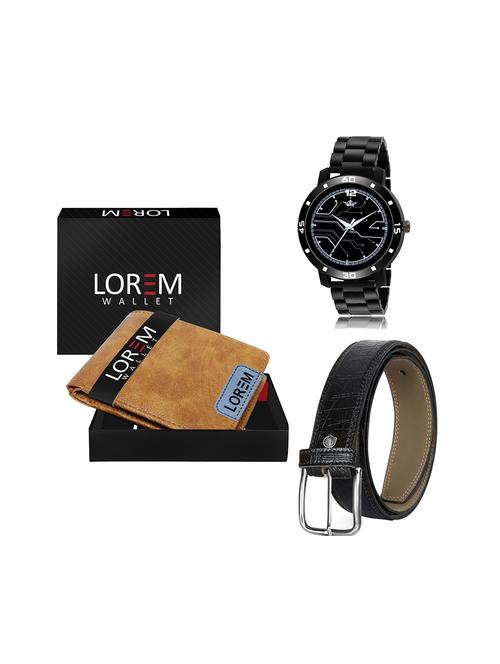 belt, wallet & watch leatherette gift combo - 19245846 - Very Small Image - 1
