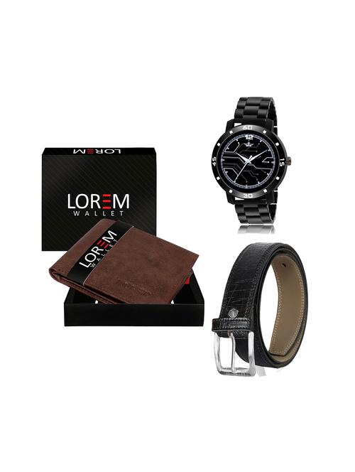 belt, wallet & watch leatherette gift combo - 19245854 - Very Small Image - 1