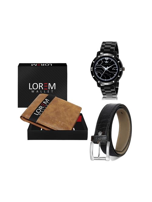 belt, wallet & watch leatherette gift combo - 19245856 - Very Small Image - 1