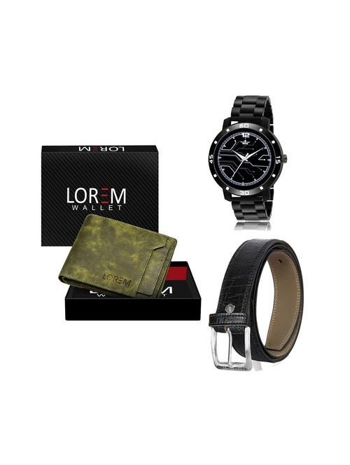 belt, wallet & watch leatherette gift combo - 19245878 - Very Small Image - 1