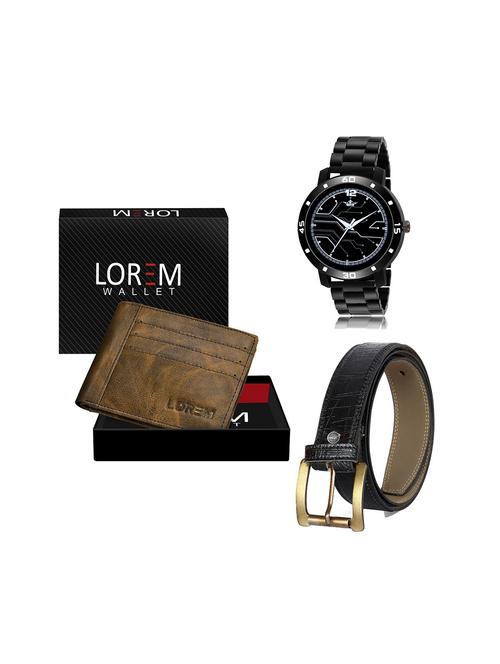 belt, wallet & watch leatherette gift combo - 19245891 - Very Small Image - 1