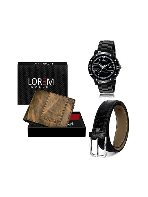 belt, wallet & watch leatherette gift combo - 19245901 - Very Small Image - 1