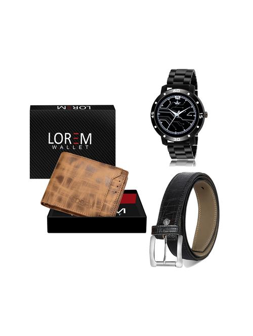 belt, wallet & watch leatherette gift combo - 19245904 - Very Small Image - 1