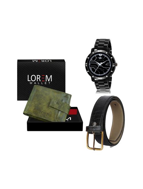 belt, wallet & watch leatherette gift combo - 19245911 - Very Small Image - 1
