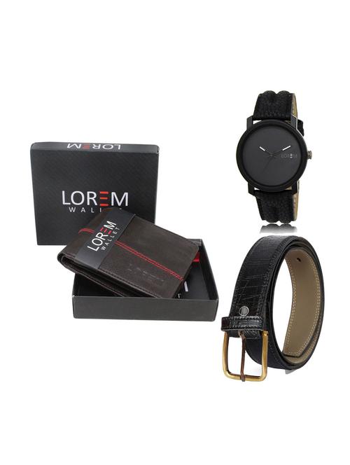 belt, wallet & watch leatherette gift combo - 19246091 - Very Small Image - 1