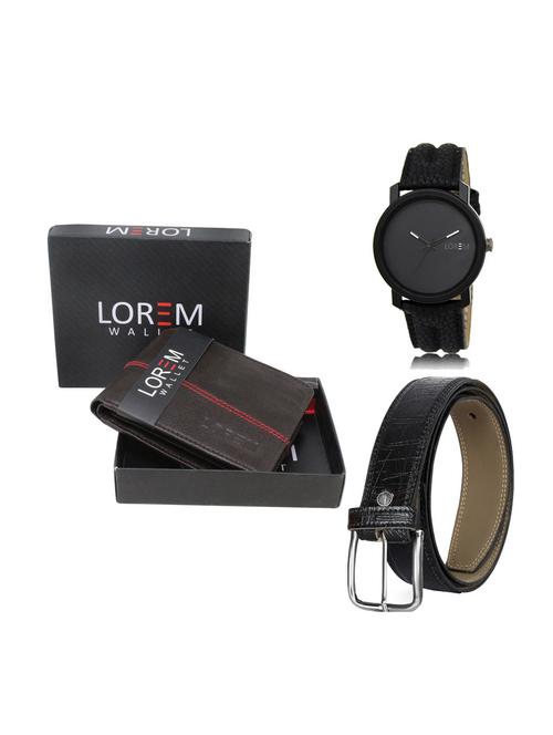 belt, wallet & watch leatherette gift combo - 19246092 - Very Small Image - 1