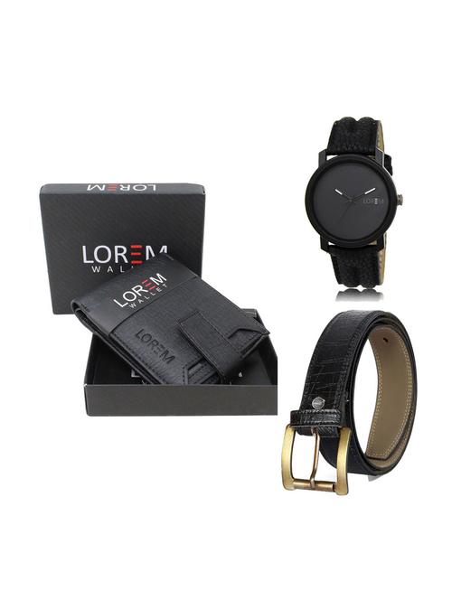 belt, wallet & watch leatherette gift combo - 19246095 - Very Small Image - 1