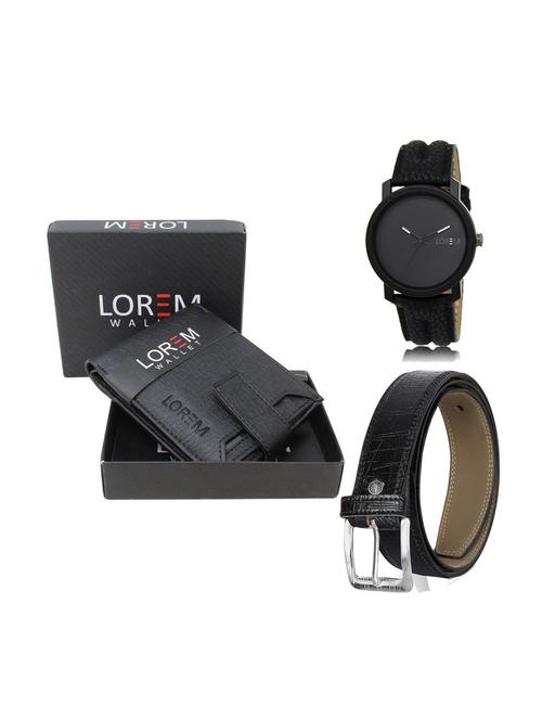 belt, wallet & watch leatherette gift combo - 19246100 - Very Small Image - 1
