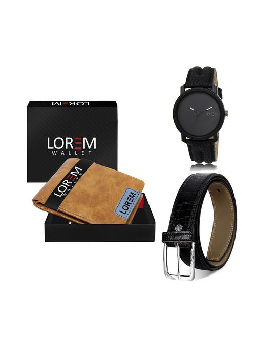 belt, wallet & watch leatherette gift combo - 19246117 - Very Small Image - 1