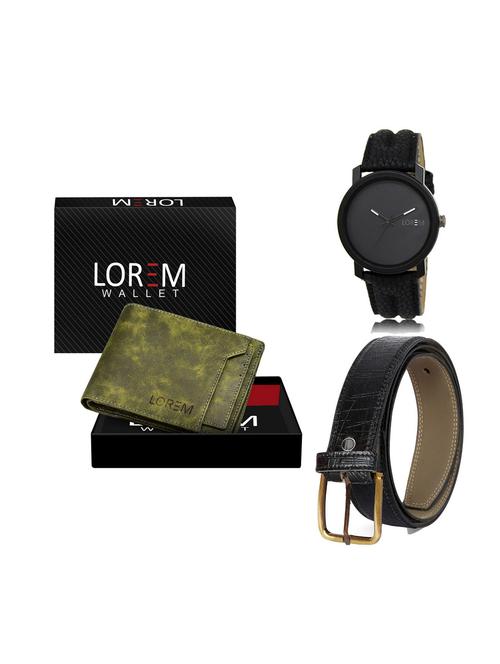 belt, wallet & watch leatherette gift combo - 19246145 - Very Small Image - 1