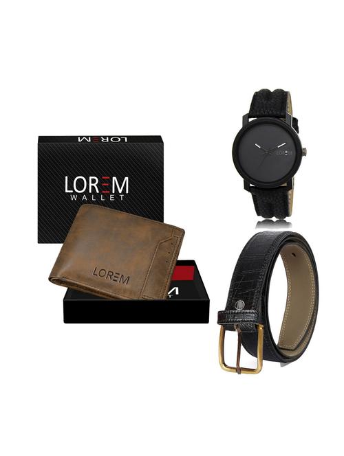 belt, wallet & watch leatherette gift combo - 19246193 - Very Small Image - 1