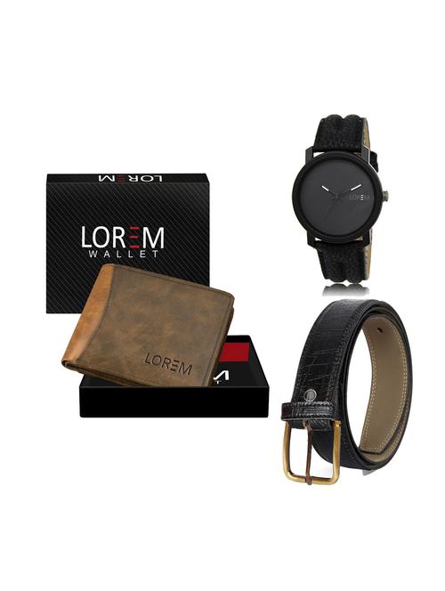 belt, wallet & watch leatherette gift combo - 19246205 - Very Small Image - 1