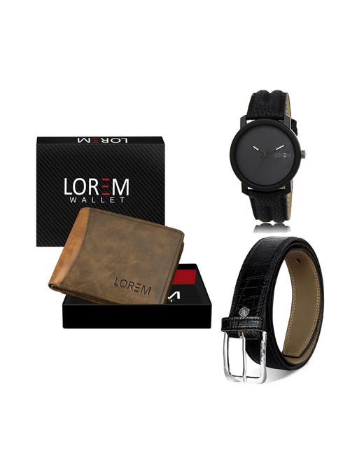 belt, wallet & watch leatherette gift combo - 19246207 - Very Small Image - 1