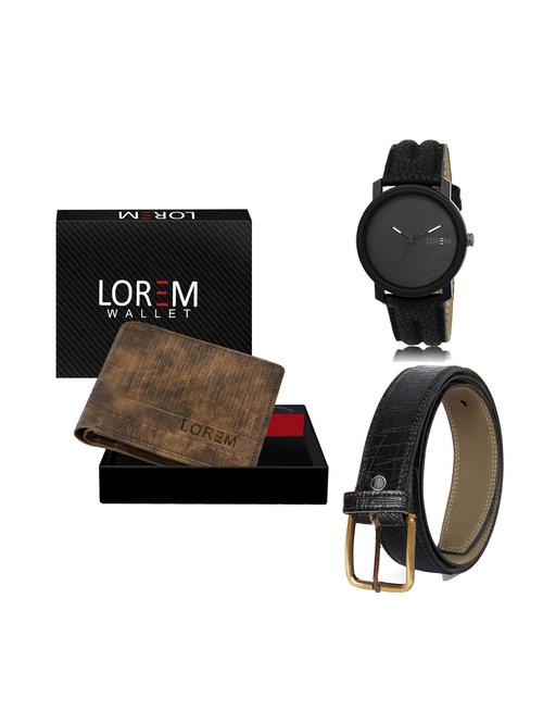 belt, wallet & watch leatherette gift combo - 19246217 - Very Small Image - 1