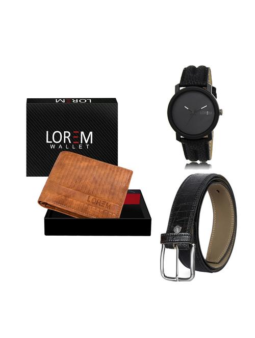 belt, wallet & watch leatherette gift combo - 19246224 - Very Small Image - 1