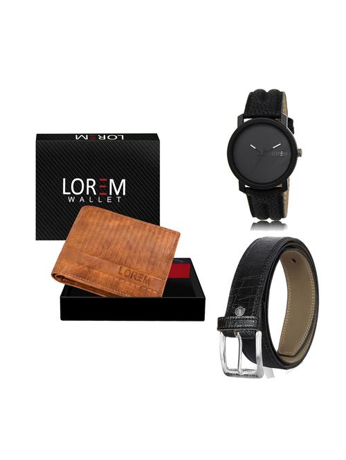 belt, wallet & watch leatherette gift combo - 19246226 - Very Small Image - 1