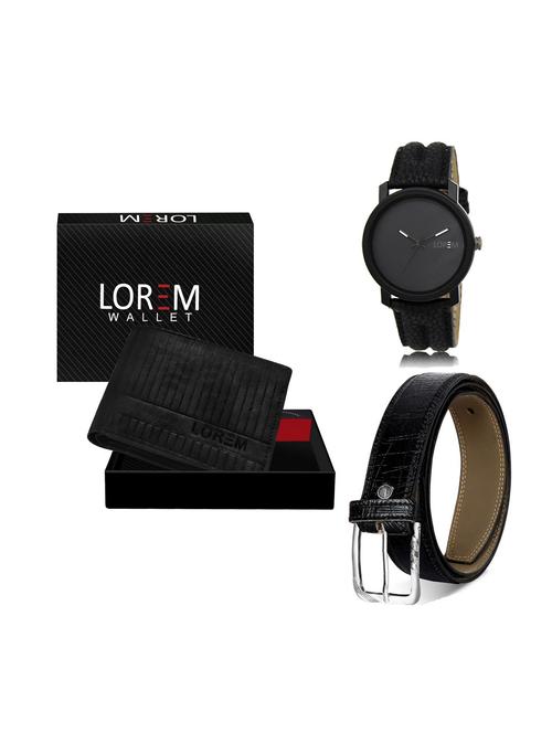 belt, wallet & watch leatherette gift combo - 19246237 - Very Small Image - 1