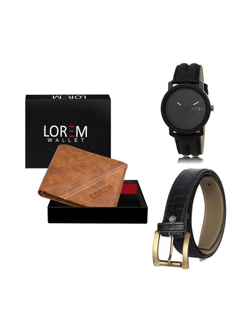 belt, wallet & watch leatherette gift combo - 19246245 - Very Small Image - 1