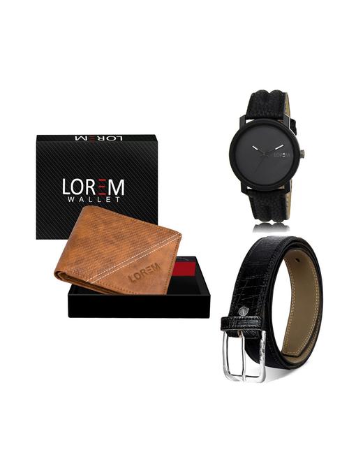 belt, wallet & watch leatherette gift combo - 19246249 - Very Small Image - 1
