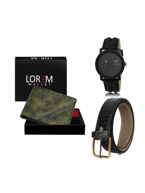 belt, wallet & watch leatherette gift combo - 19246253 - Very Small Image - 1
