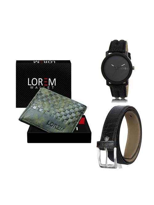 belt, wallet & watch leatherette gift combo - 19246280 - Very Small Image - 1