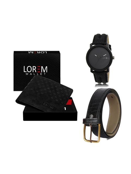 belt, wallet & watch leatherette gift combo - 19246283 - Very Small Image - 1