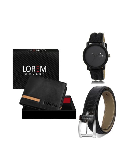 belt, wallet & watch leatherette gift combo - 19246300 - Very Small Image - 1