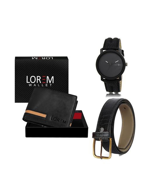 belt, wallet & watch leatherette gift combo - 19246301 - Very Small Image - 1