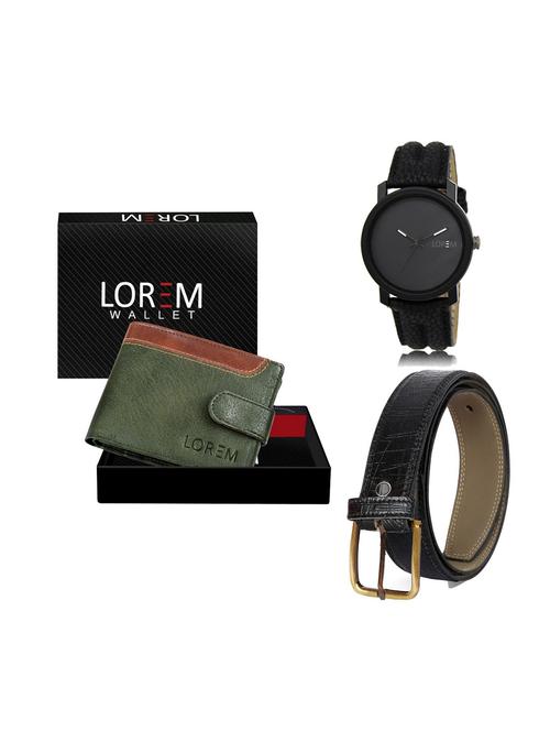 belt, wallet & watch leatherette gift combo - 19246325 - Very Small Image - 1
