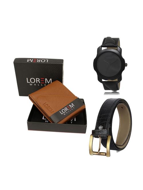 belt, wallet & watch leatherette gift combo - 19246329 - Very Small Image - 1