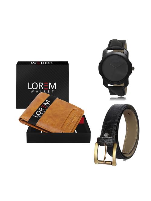 belt, wallet & watch leatherette gift combo - 19246353 - Very Small Image - 1