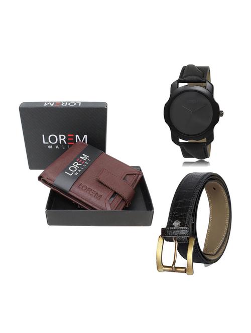 belt, wallet & watch leatherette gift combo - 19246371 - Very Small Image - 1
