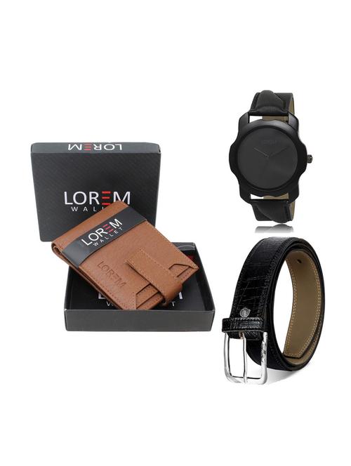belt, wallet & watch leatherette gift combo - 19246381 - Very Small Image - 1