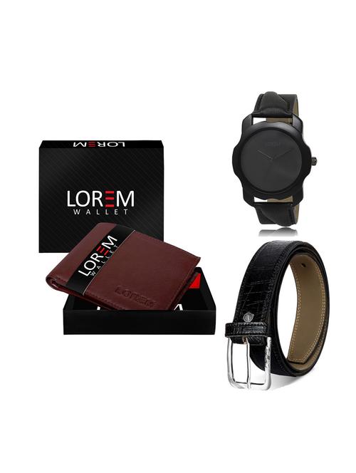 belt, wallet & watch leatherette gift combo - 19246405 - Very Small Image - 1