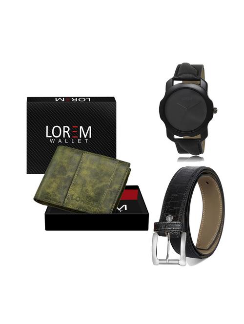 belt, wallet & watch leatherette gift combo - 19246426 - Very Small Image - 1