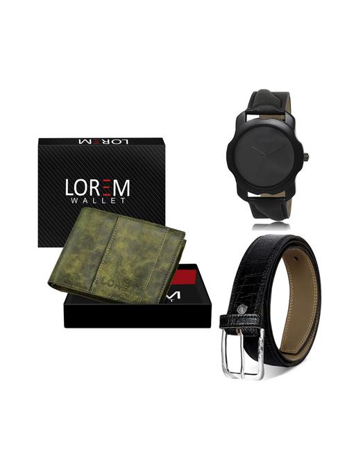 belt, wallet & watch leatherette gift combo - 19246429 - Very Small Image - 1