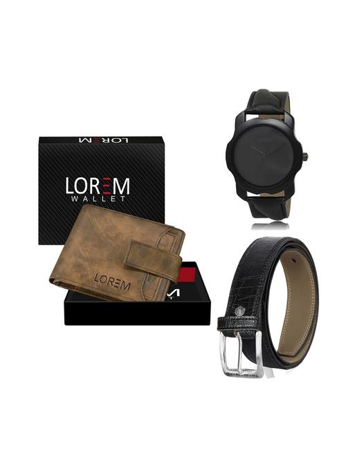 belt, wallet & watch leatherette gift combo - 19246460 - Very Small Image - 1