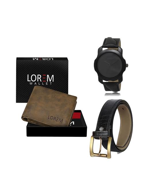 belt, wallet & watch leatherette gift combo - 19246467 - Very Small Image - 1