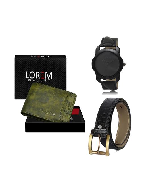belt, wallet & watch leatherette gift combo - 19246479 - Very Small Image - 1