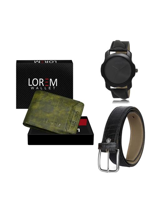 belt, wallet & watch leatherette gift combo - 19246482 - Very Small Image - 1